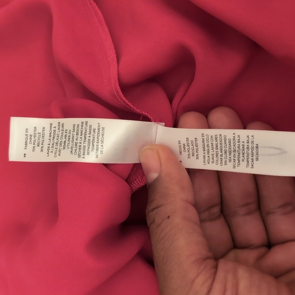 Joe Fresh| Hot Pink Long Sleeve Button Up Blouse Some Recycled Materials - Picture 14 of 16